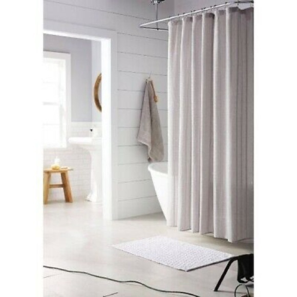 Threshold Shower curtain Gray Sheer Stripe! 72x72 - Picture 2 of 6